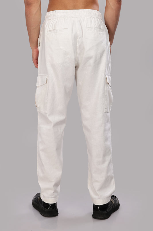 White Relaxed Fit Korean Trousers