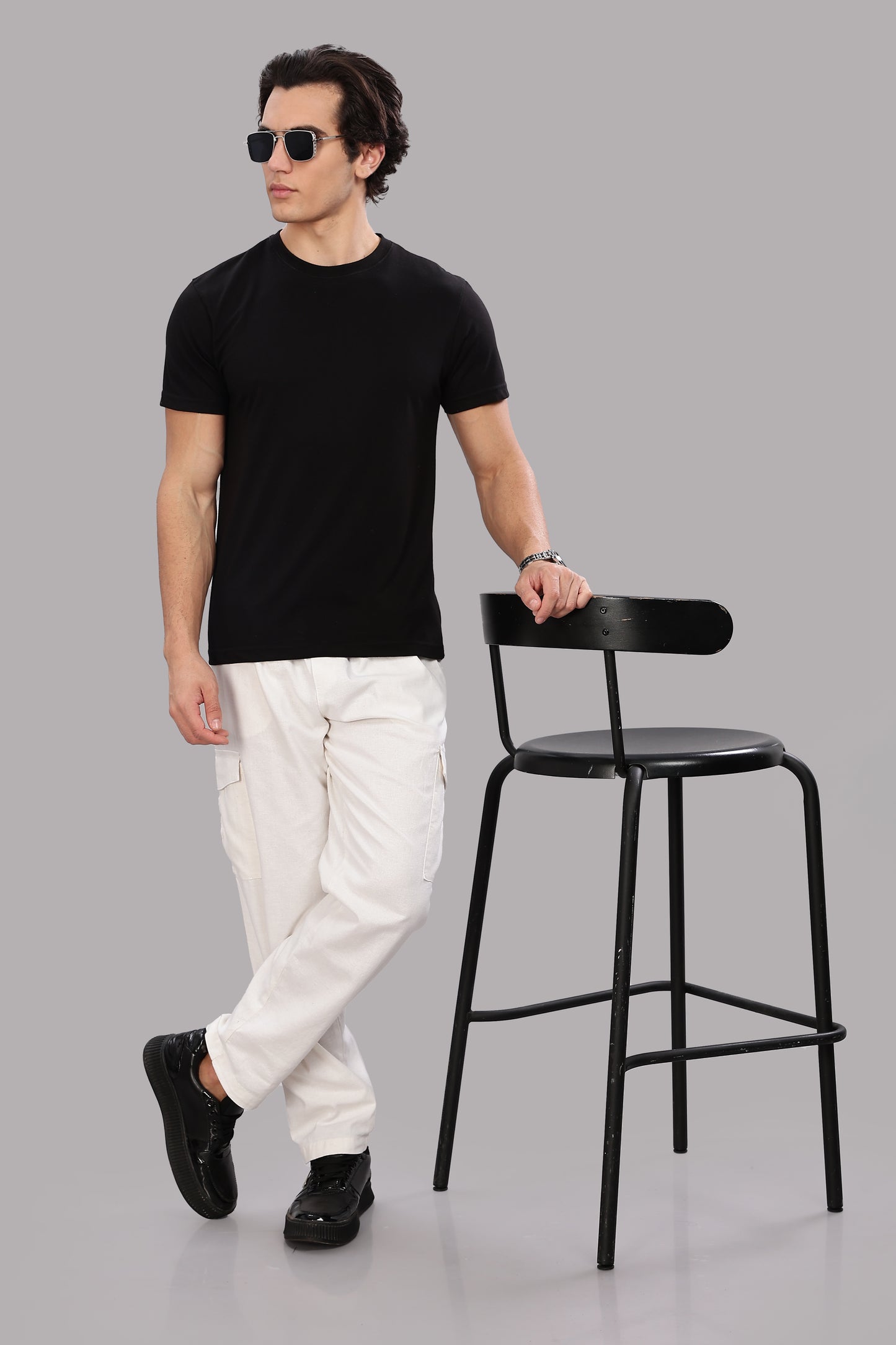 White Relaxed Fit Korean Trousers