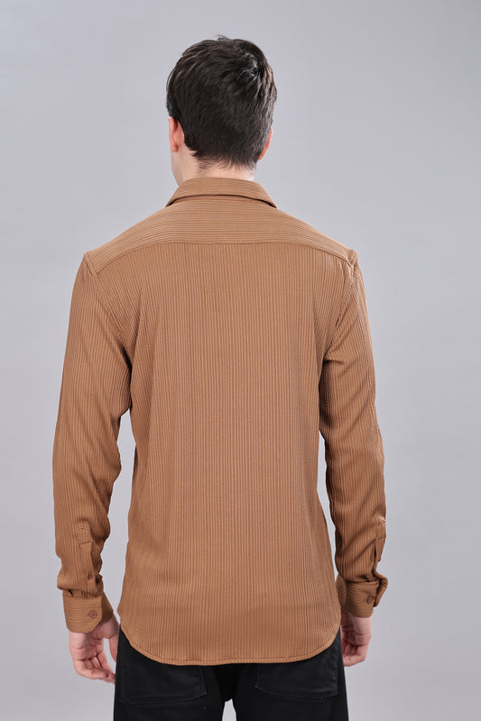 Brown Pleat-Creased Shirt