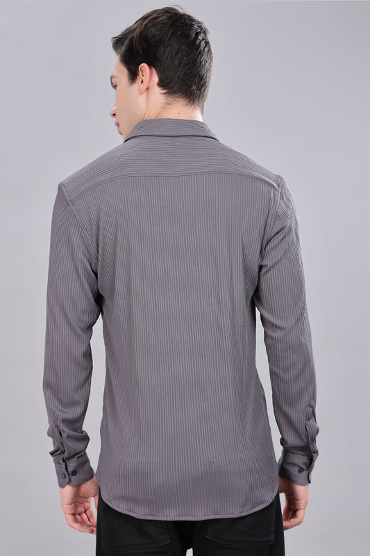 Grey Pleat-Creased Shirt