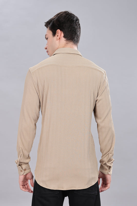 Cream Pleat-Creased Shirt