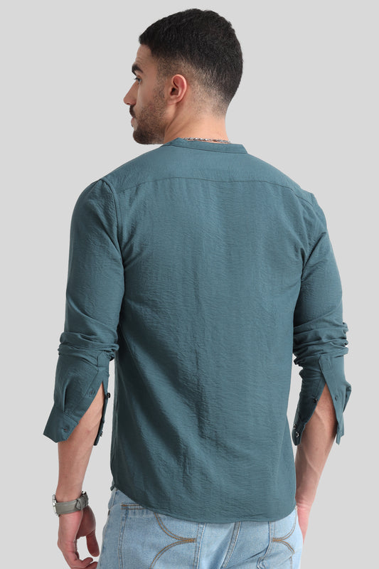 Pastel Green Mandarin Collar Shirt