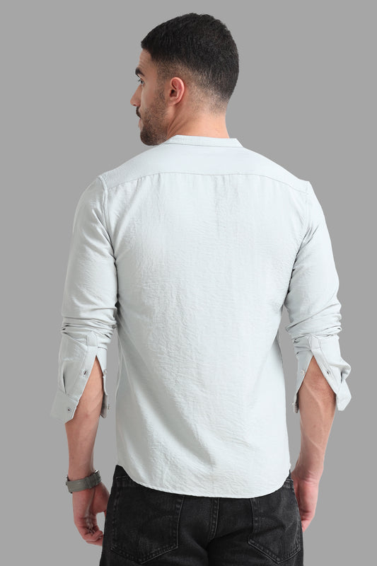 Light Grey Mandarin Collar Shirt