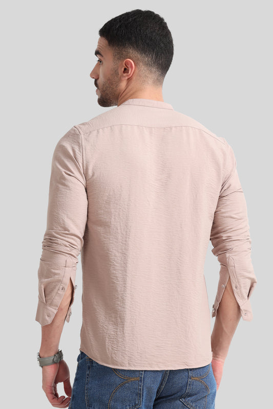 Peach Mandarin Collar Shirt