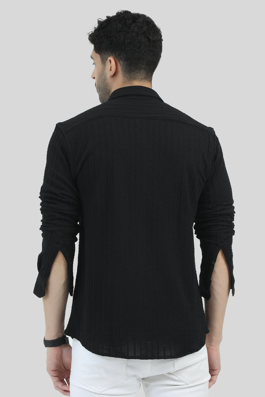 Oldlove Black Textured Shirt