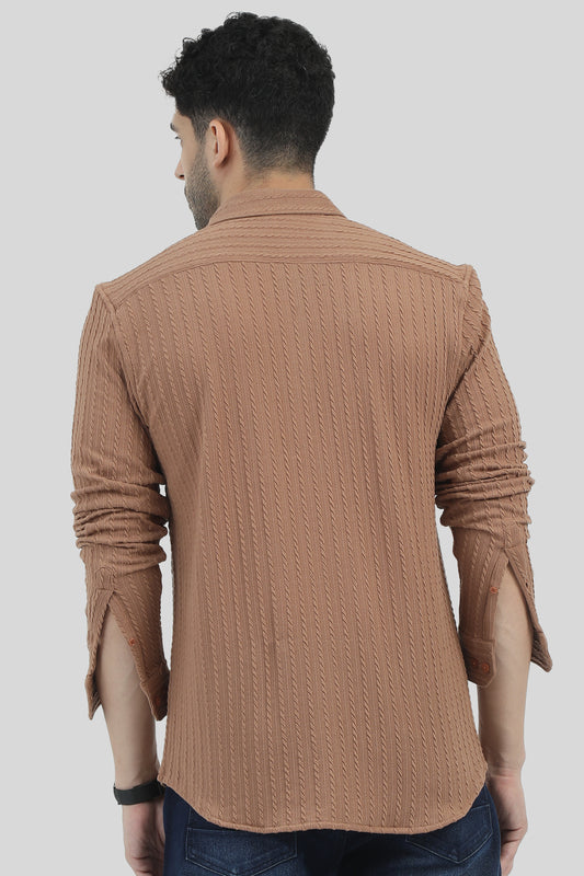 Oldlove Brown Textured Shirt