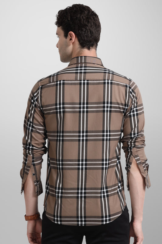 Premium Berry Brown Check Shirt