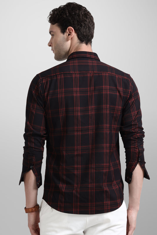 Premium Berry Red Check Shirt