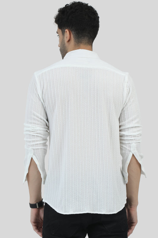 Oldlove White Textured Shirt