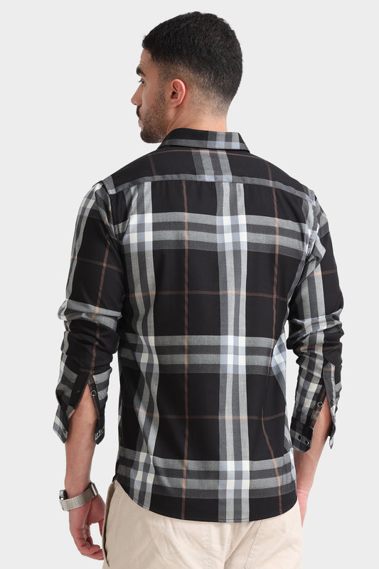 Men’s Black with White Check Shirt