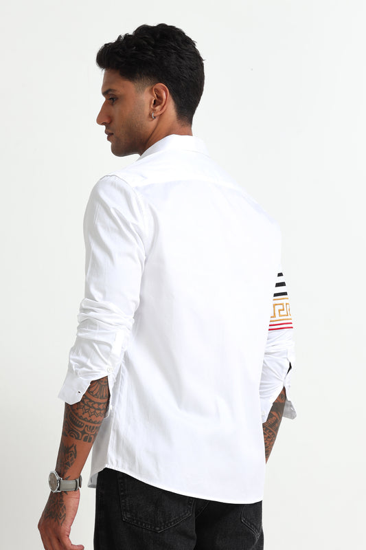 White Shirt with Embroidered Sleeve