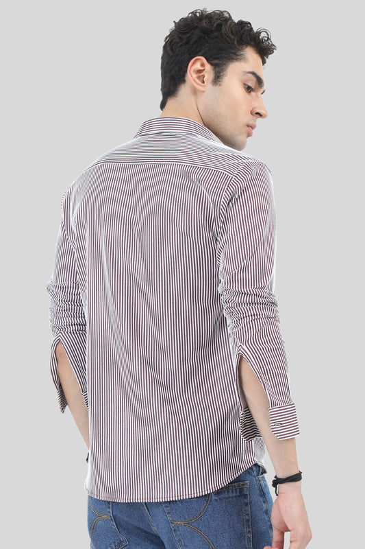 Maroon Striped Casual Shirt