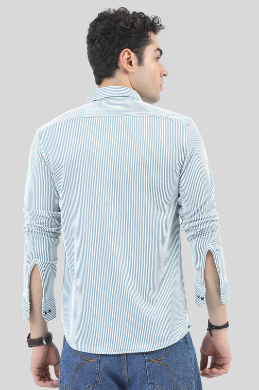 Light Blue Striped Casual Shirt