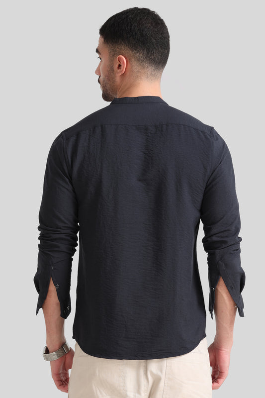 Navy Blue Mandarin Shirt
