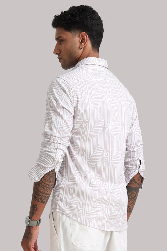 White Swirls Print Shirt