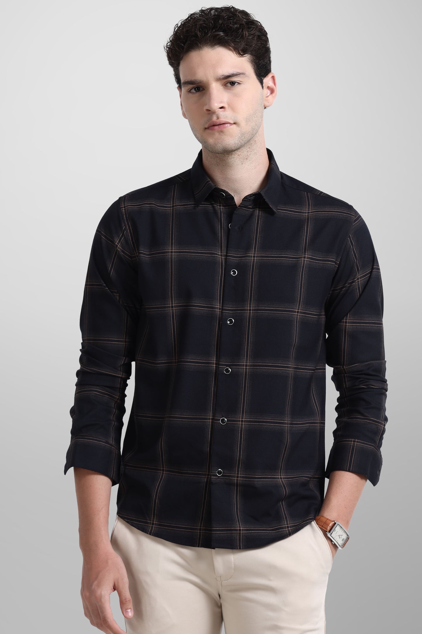 Premium Black Gold Check Shirt