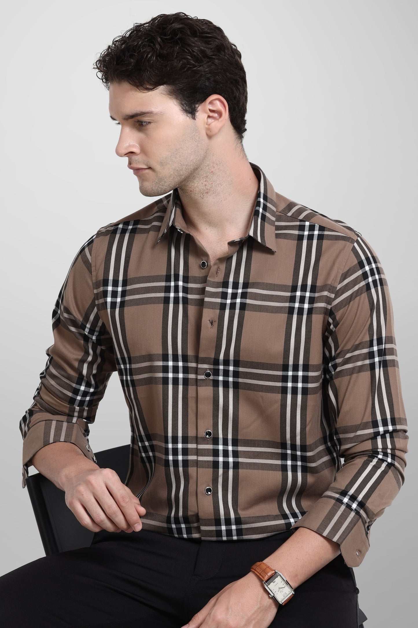 Premium Berry Brown Check Shirt