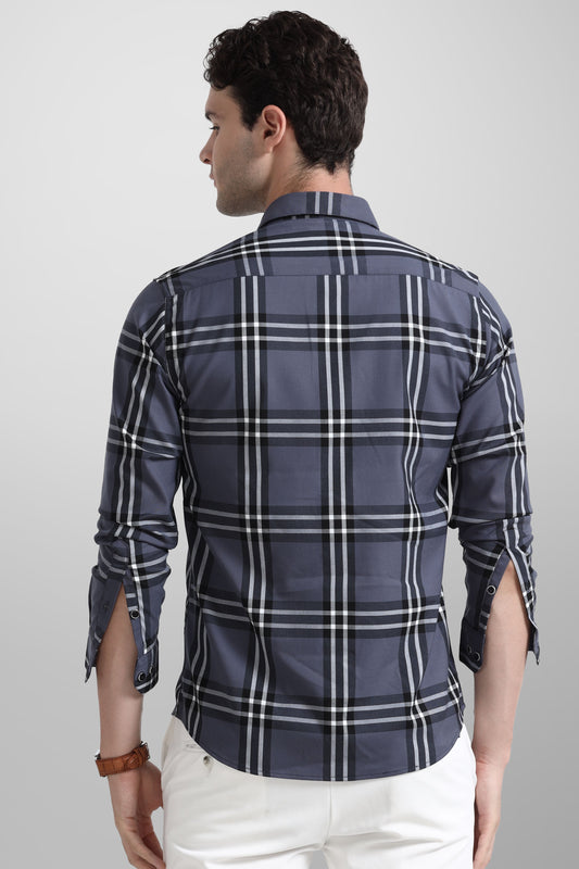Premium Berry Blue Check Shirt
