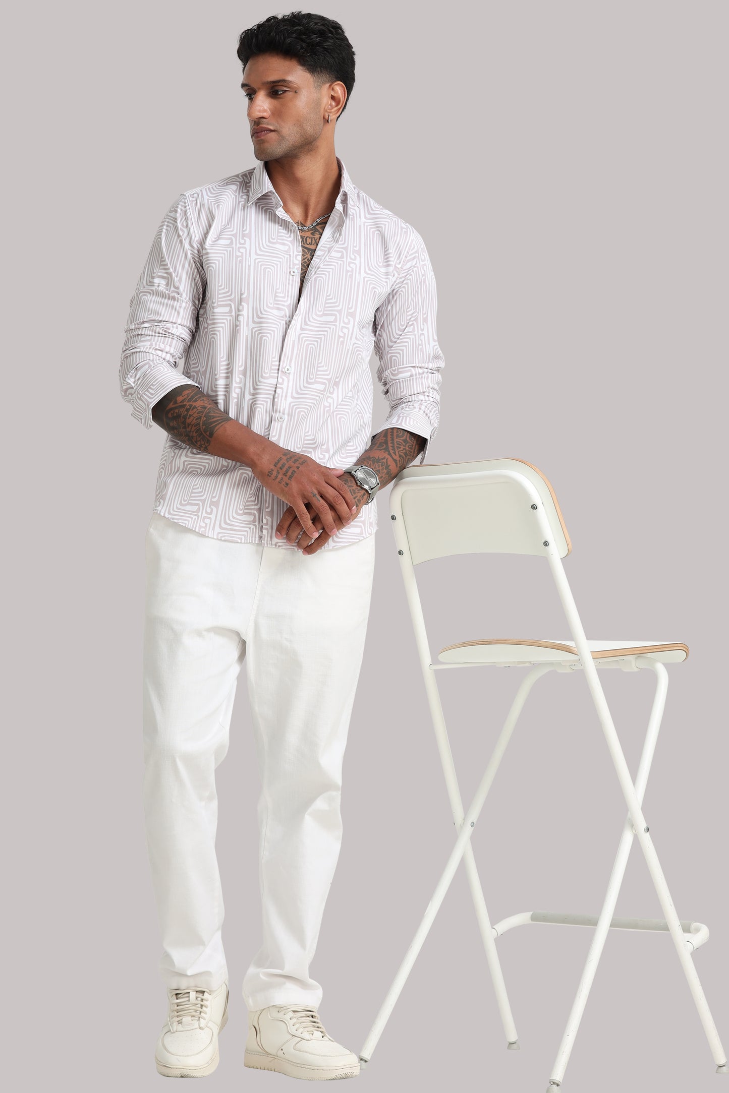 White Swirls Print Shirt