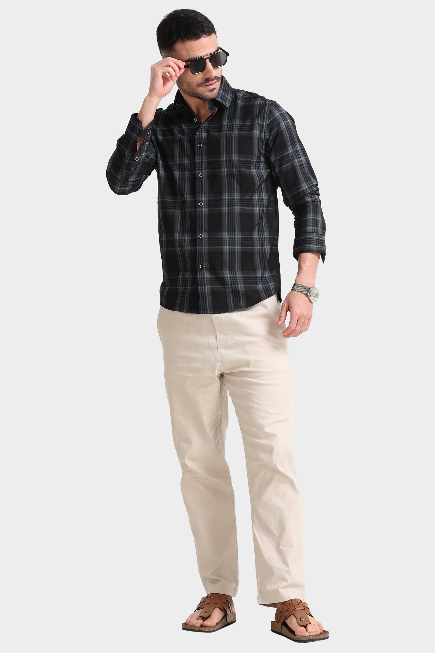 Men’s Black & Grey Check Shirt