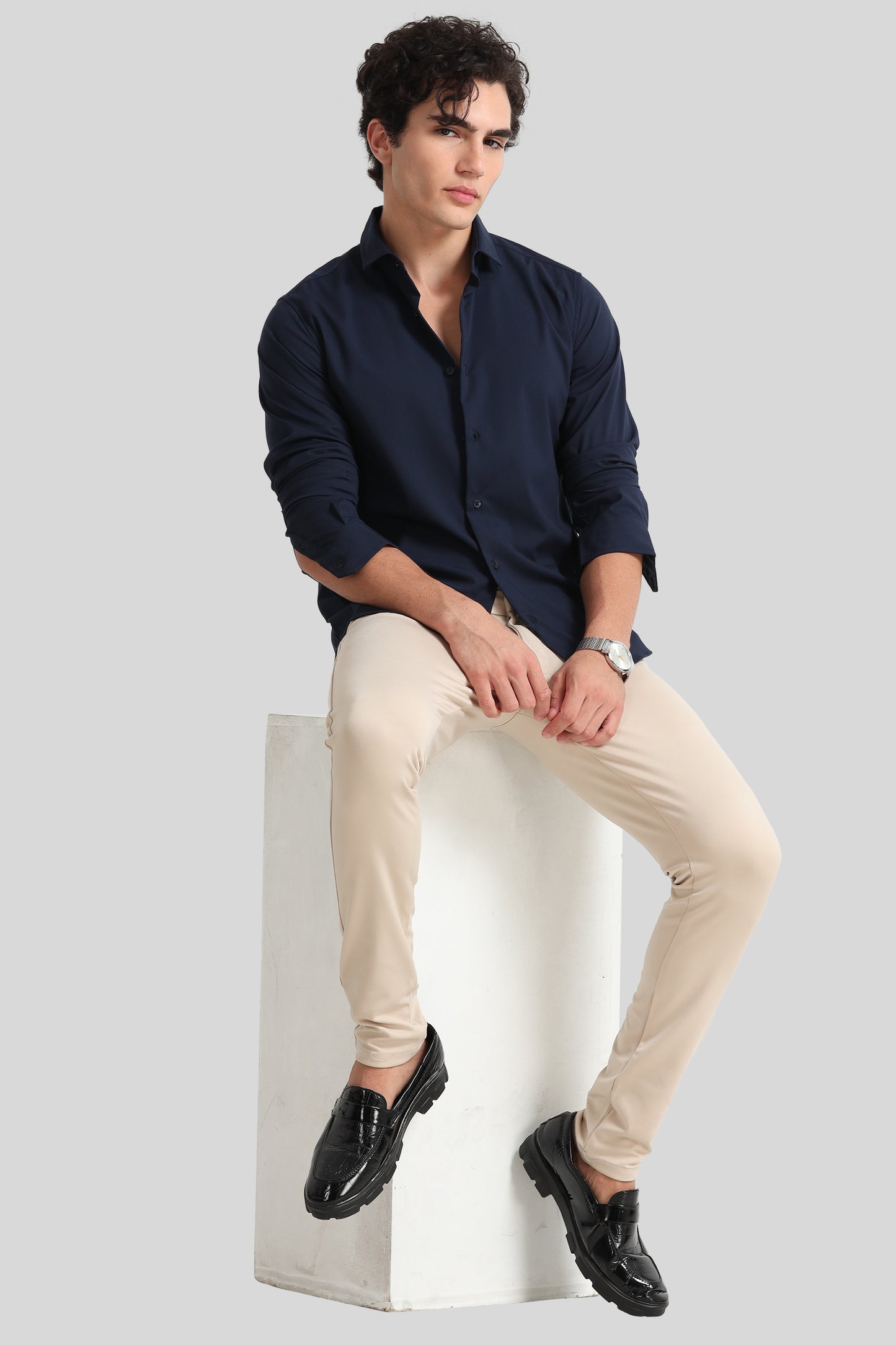 Trendy Navy Blue Formal Shirt