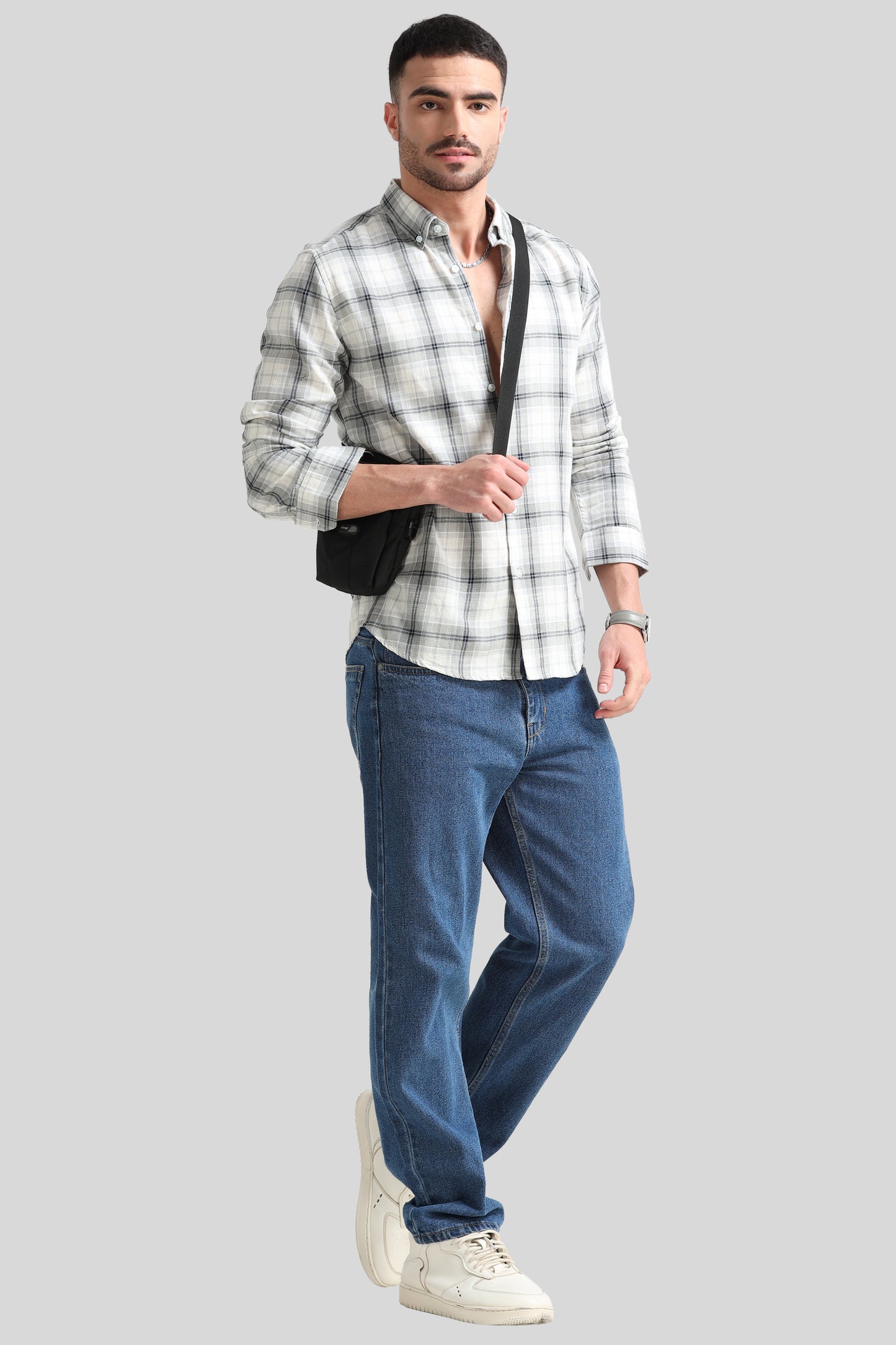 Trendy Black Checkered Shirt