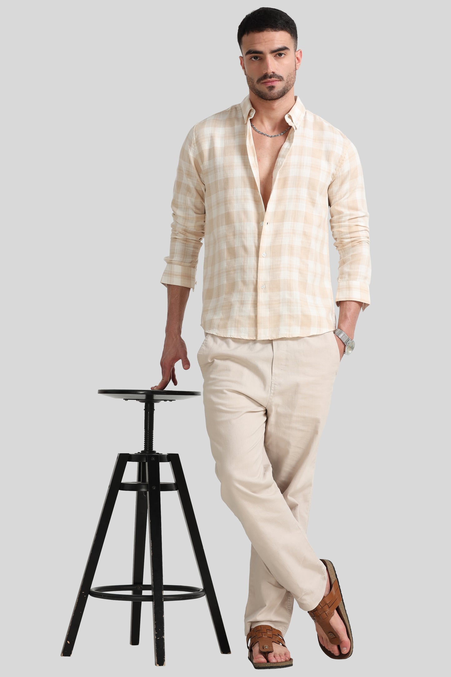Modern Cream Check Shirt