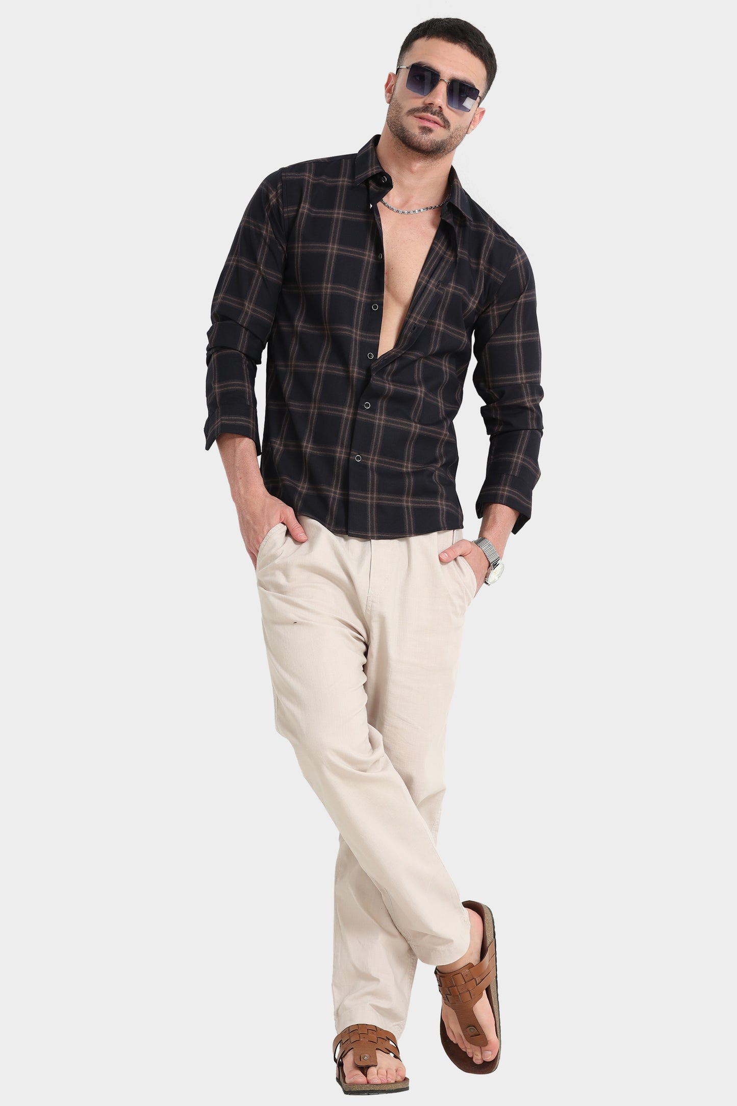 Men’s Black & Gold Check Shirt