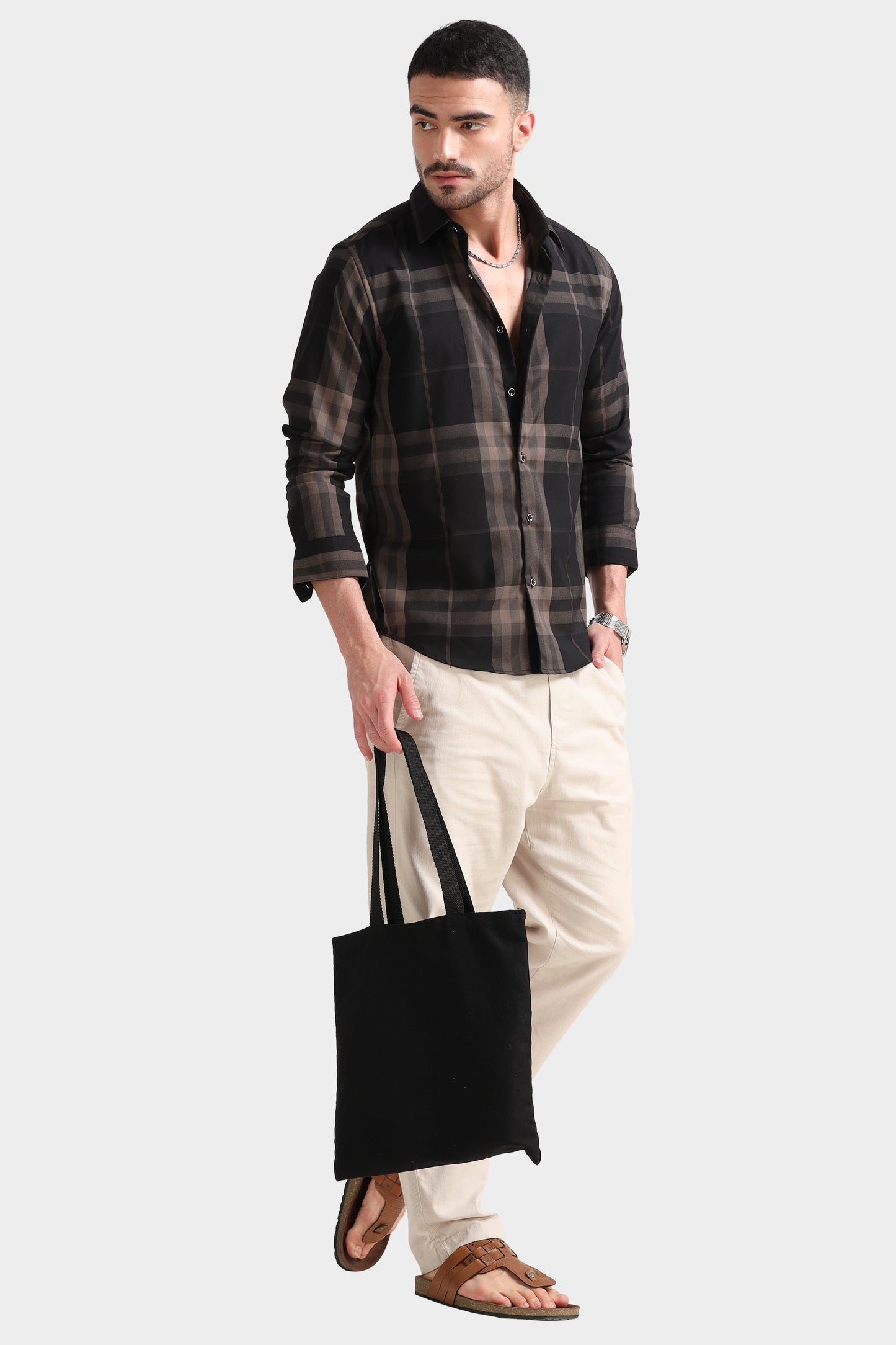 Men’s Black & Brown Check Shirt