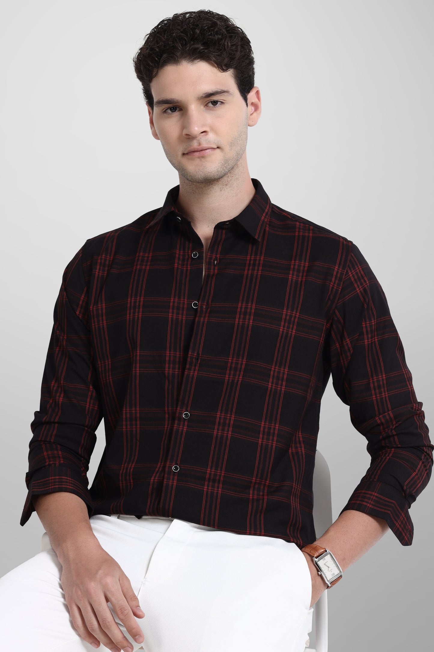 Premium Berry Red Check Shirt