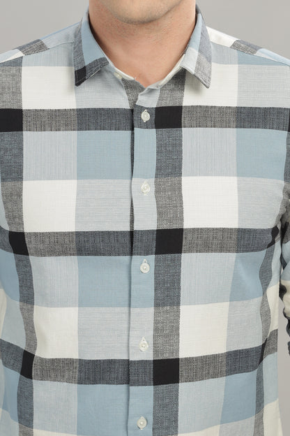 Blue and White Checks Shirt