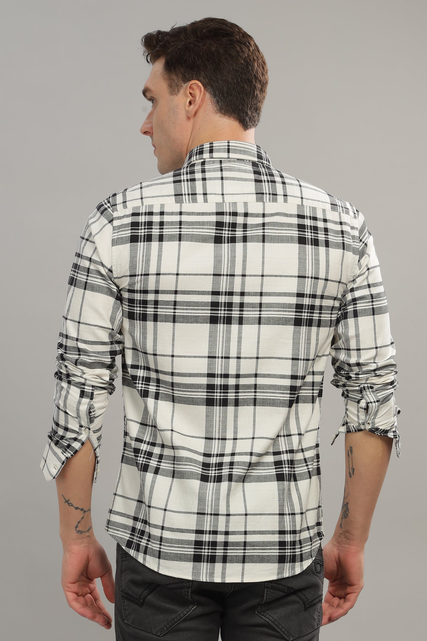 Black with White Check Shirt