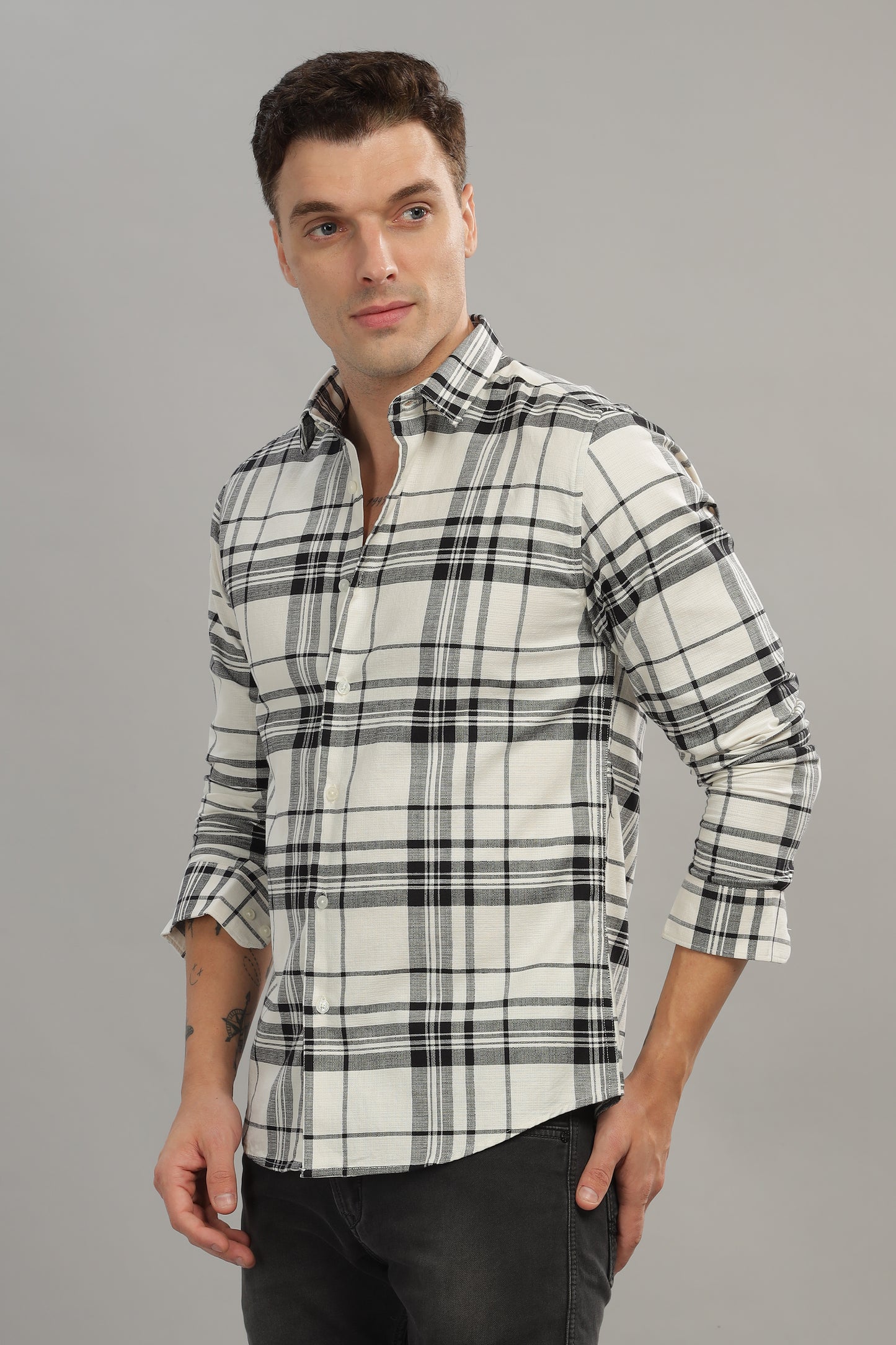 Black with White Check Shirt