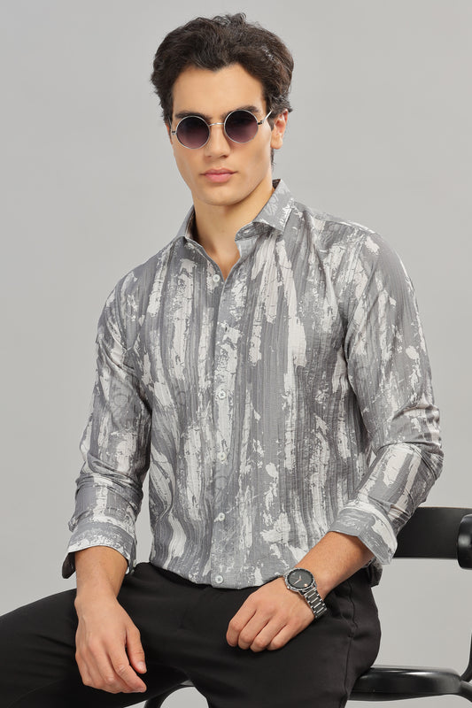 Oldlove Mens Abstract Printed Shirt