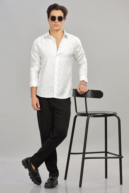 Oldlove Satin Self-Textured Shirt