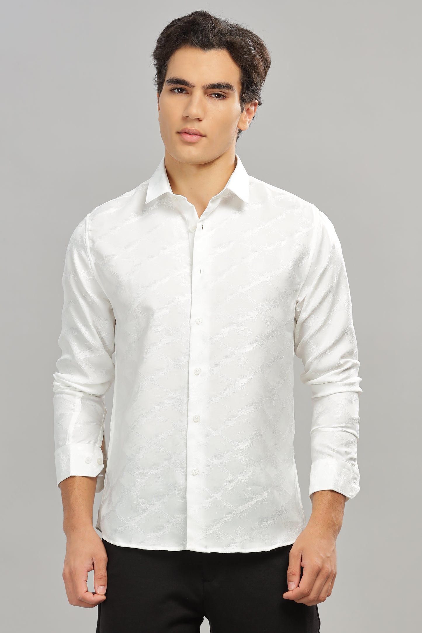 Oldlove Satin Self-Textured Shirt
