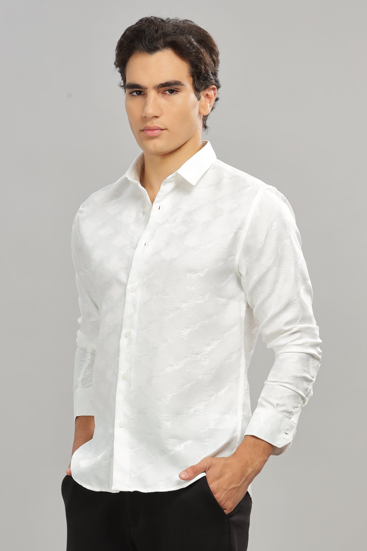 Oldlove Satin Self-Textured Shirt