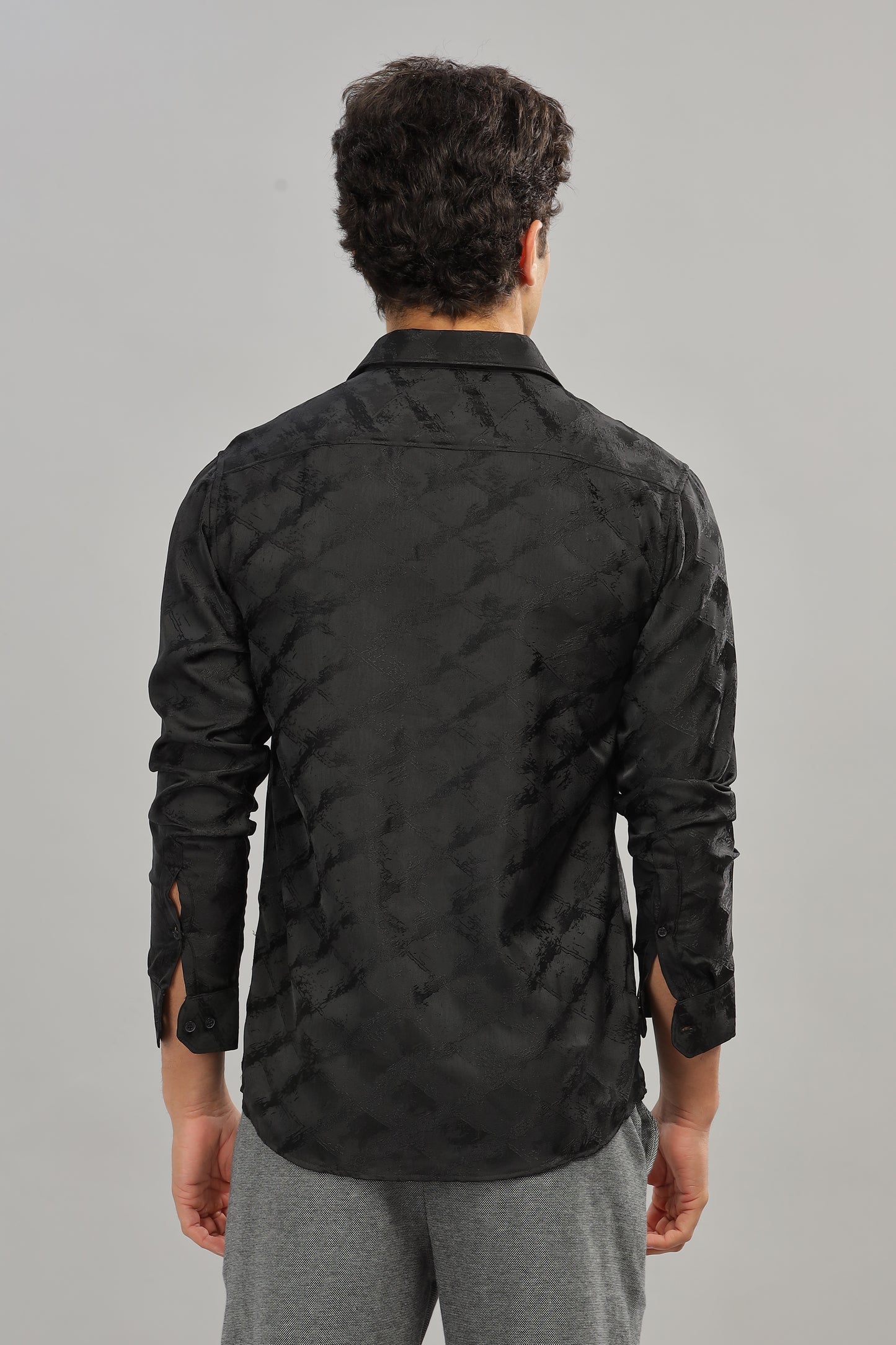 Oldlove Satin Self-Textured Shirt