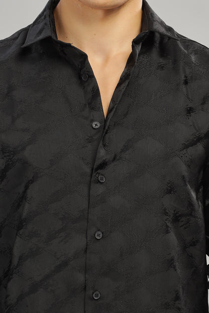 Oldlove Satin Self-Textured Shirt