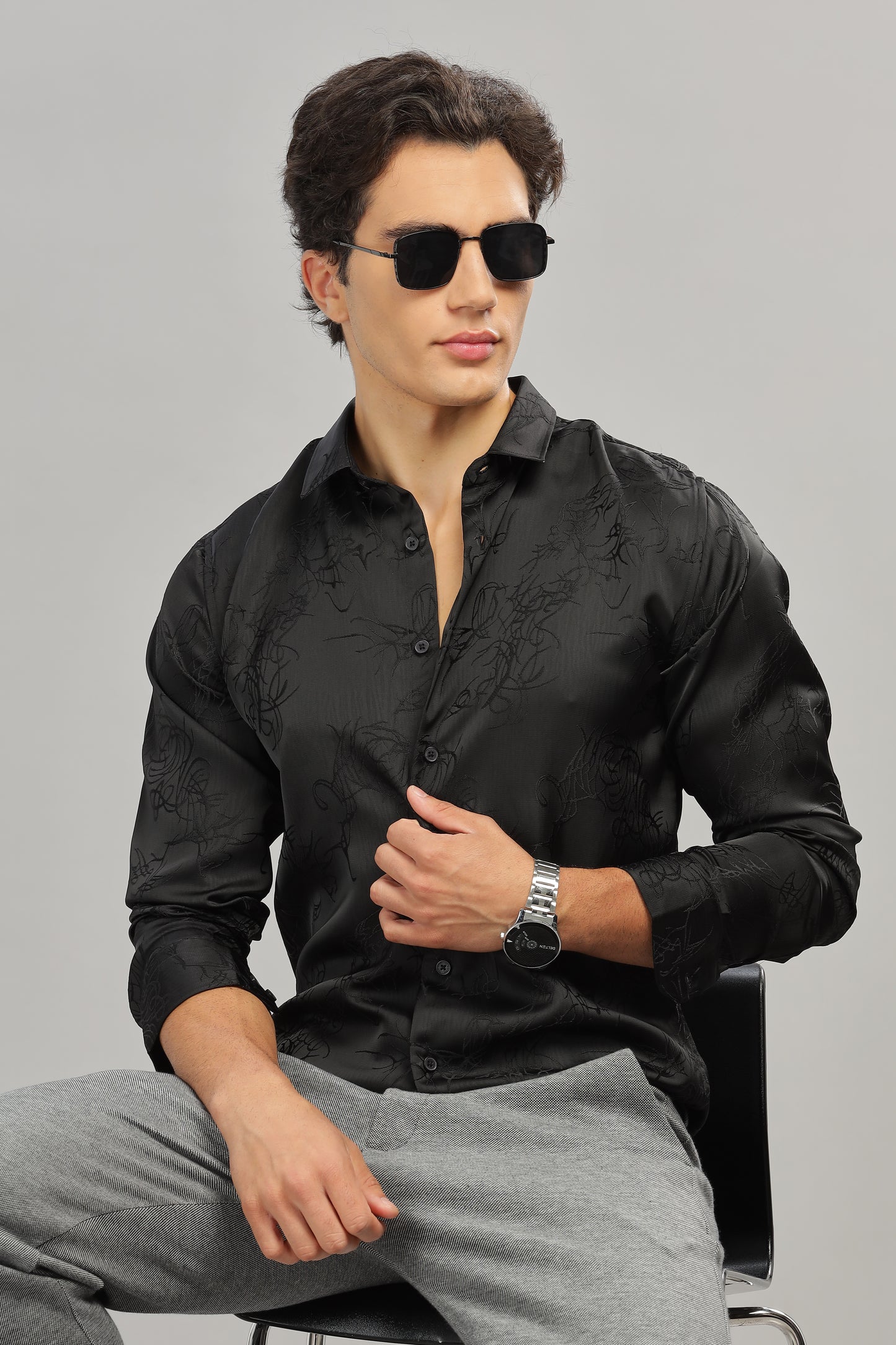 Birch Satin Self-Textured Shirt