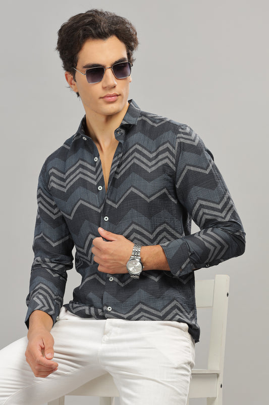 Oldlove Mens Print Casual Shirt