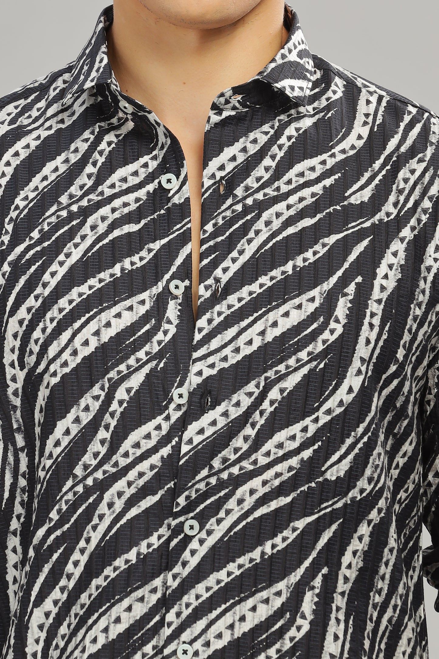 Oldlove Black Abstract Print Shirt