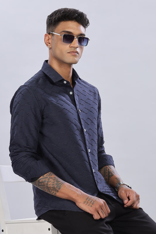SpectraGrid Oldlove Navy Blue Shirt