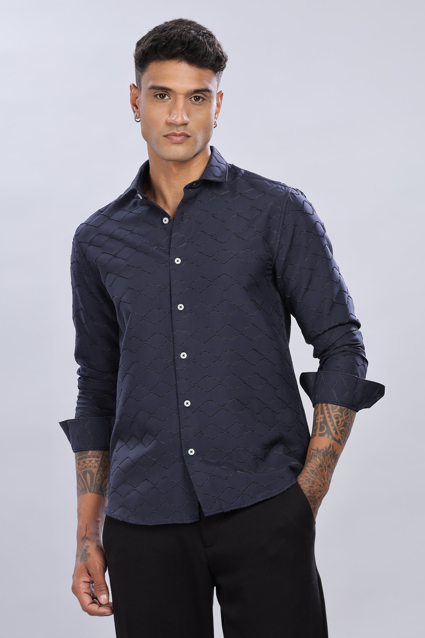 SpectraGrid Oldlove Navy Blue Shirt