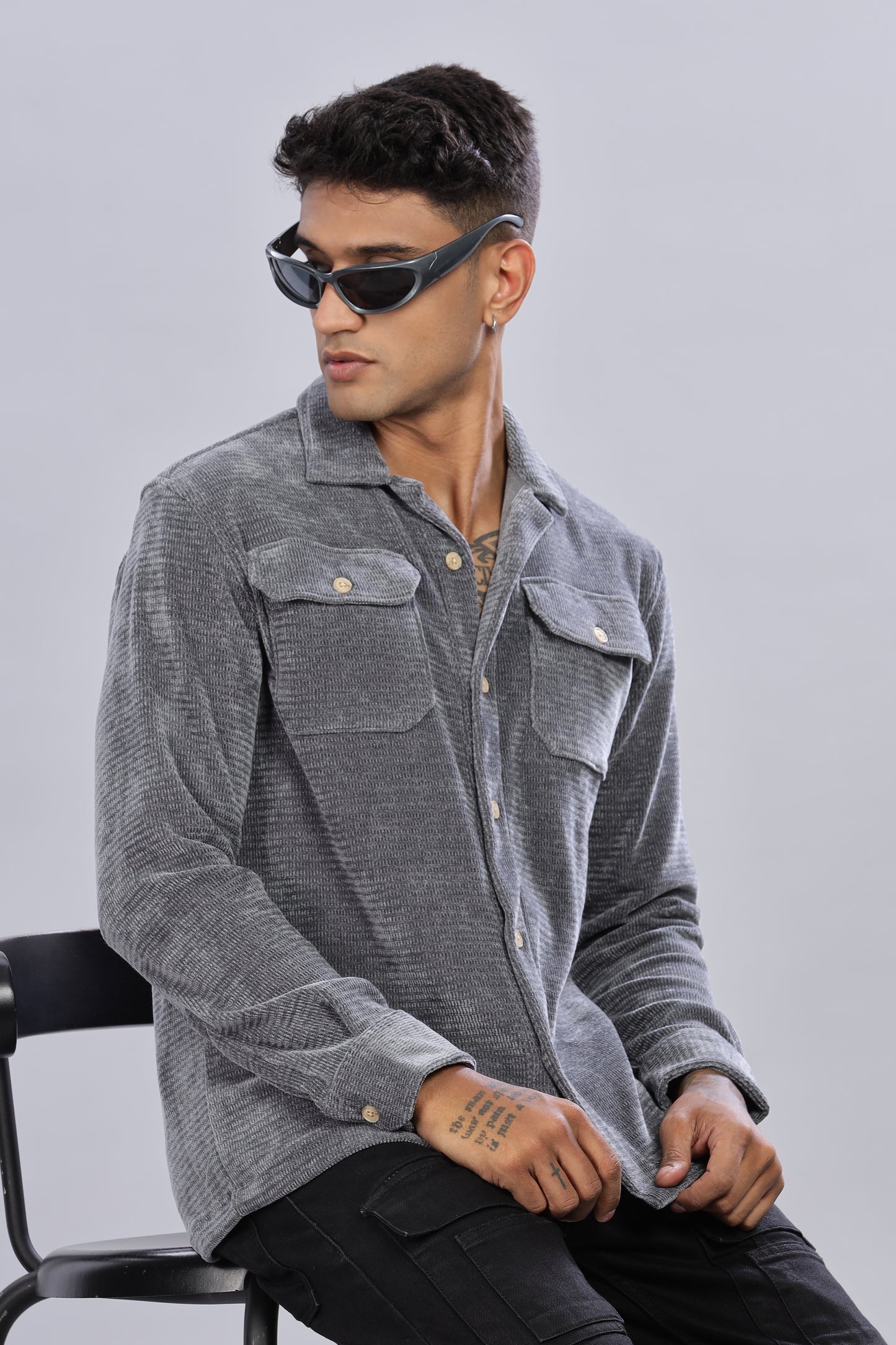 Rock grey Corduroy Shacket