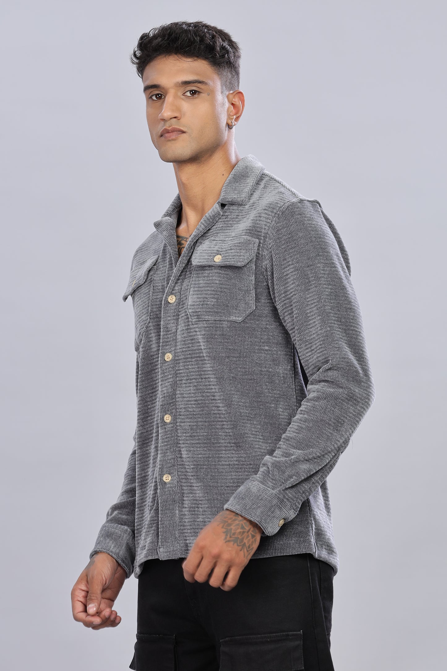 Rock grey Corduroy Shacket