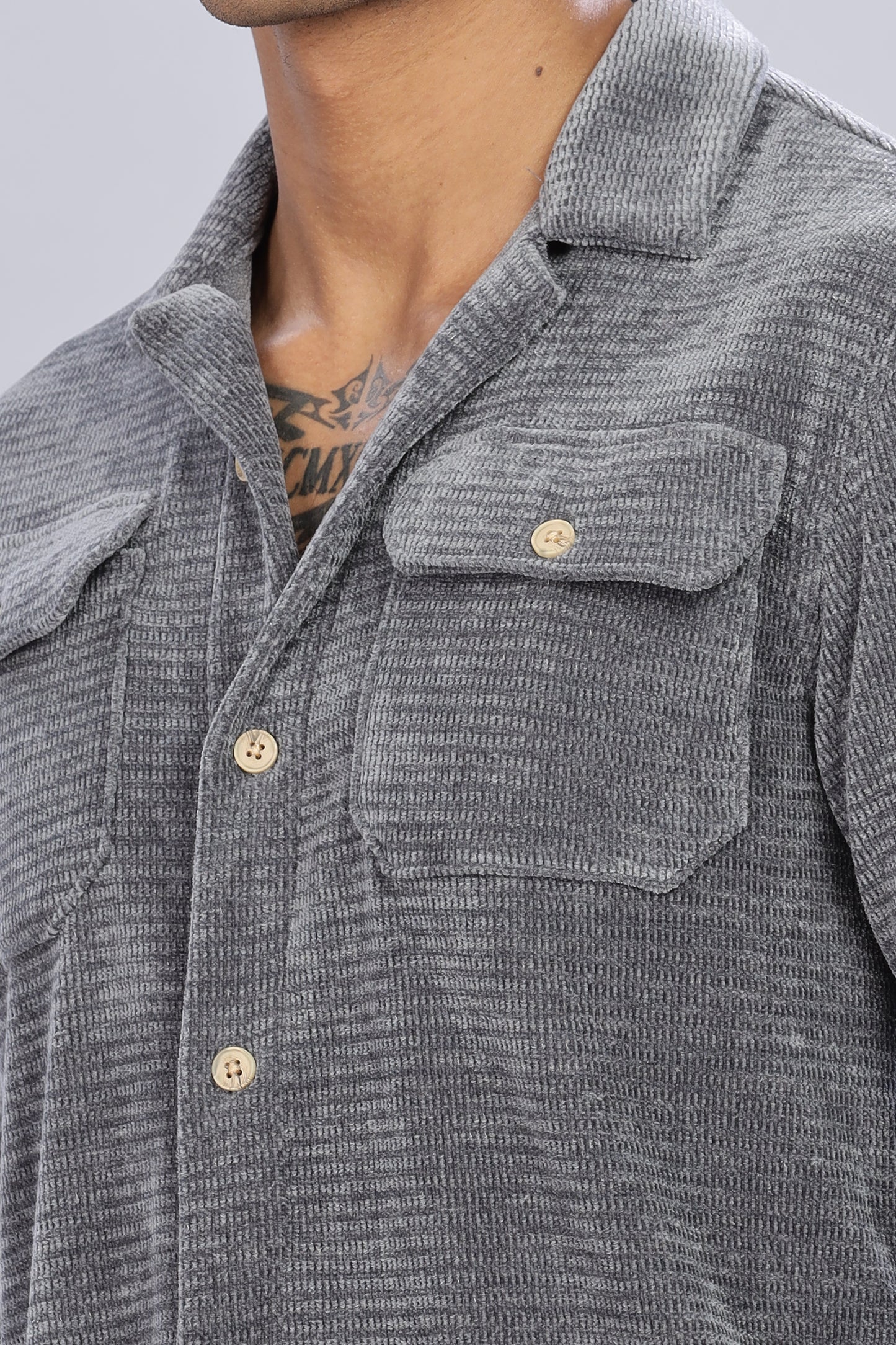 Rock grey Corduroy Shacket