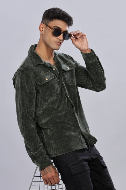 Pine Green Corduroy Shacket