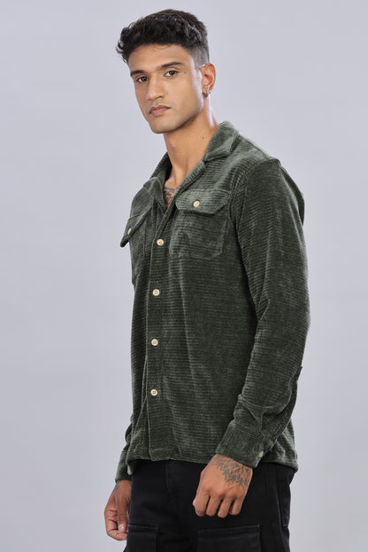 Pine Green Corduroy Shacket