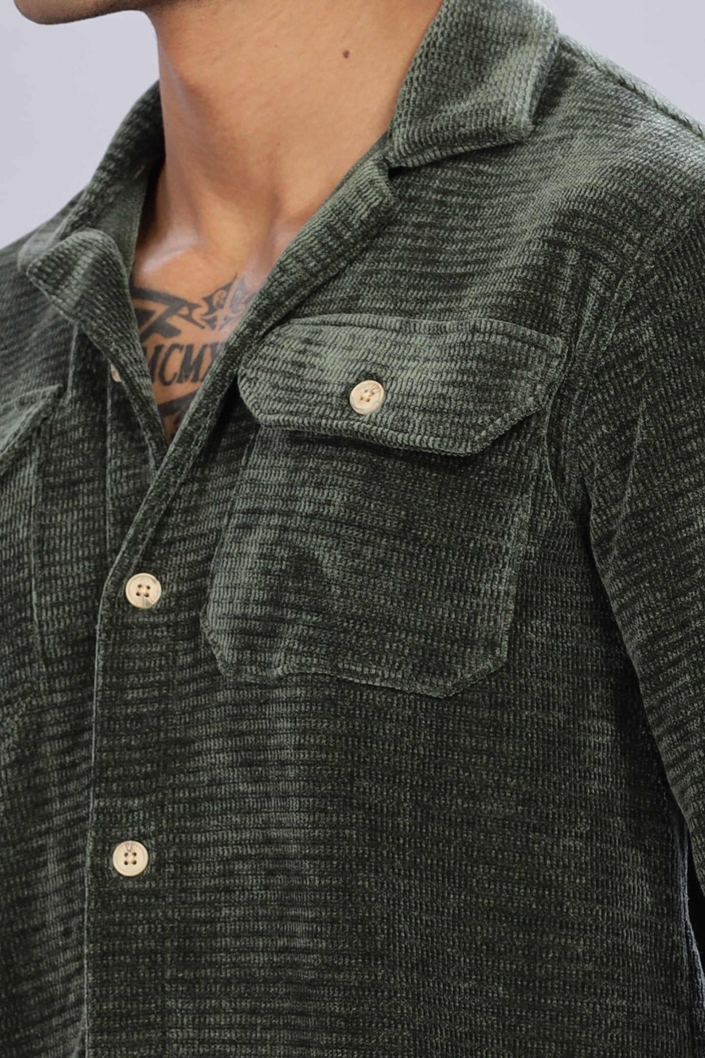 Pine Green Corduroy Shacket